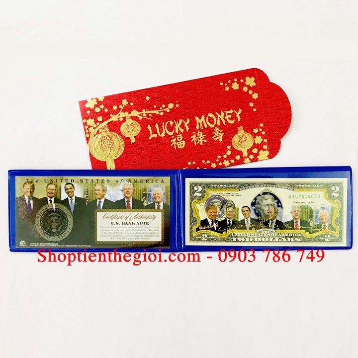 Tiền 2USD in màu 6 tổng thống Mỹ - SP005196